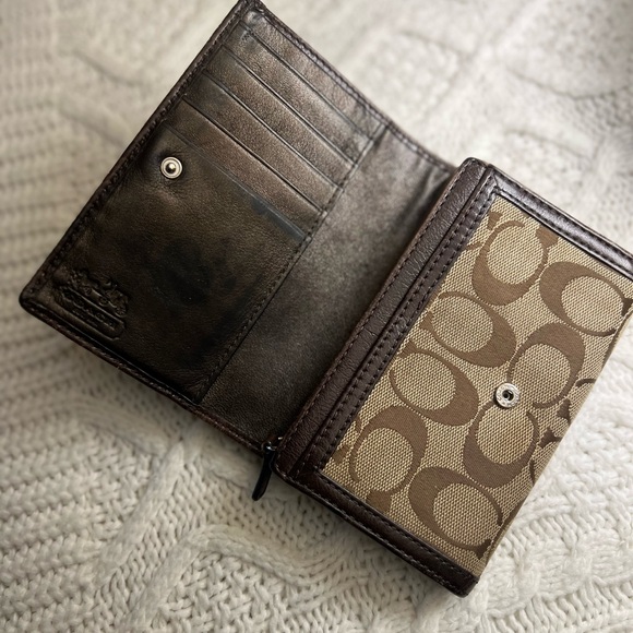 Coach Signature Brown and Tan Wallet - Picture 2 of 13